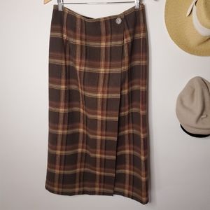Vintage Wool Plaid Wrap Skirt